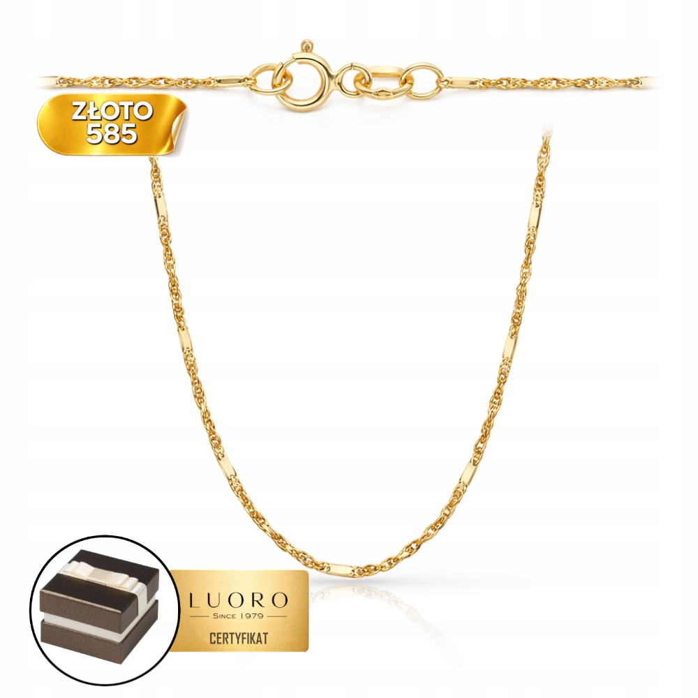 Řetízek Zlatý 585 14K Singapur S Vazbou A Plechem 50 CM Elegantní