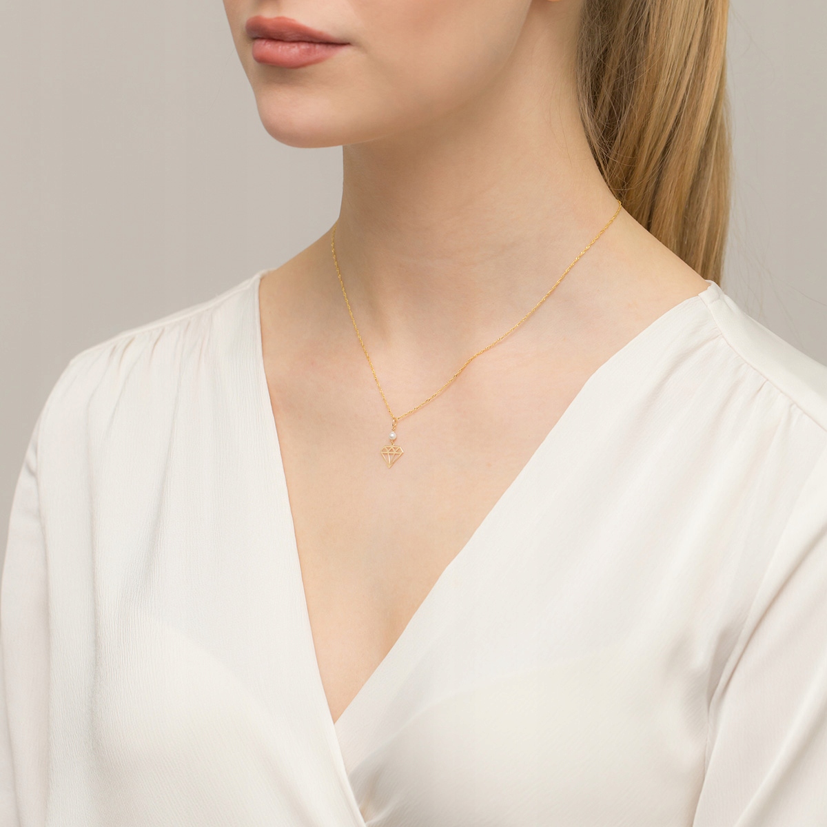 ZŁOTA ZAWIESZKA z PERŁĄ pr. 585 DIAMENCIK 14k Marka Marko