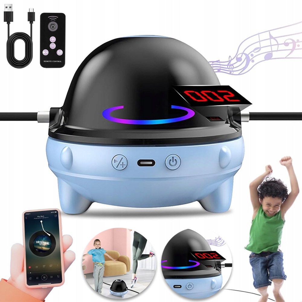 Skakanka Muzyczna Automatyczna 1-10 Prędkości Bluetooth 5.1 Muzyka Z Led