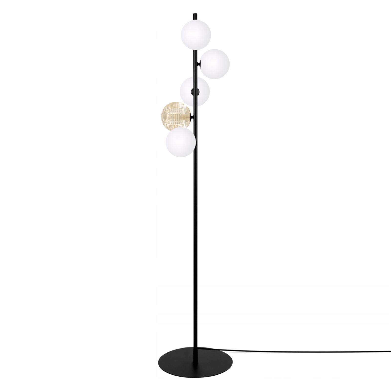 Lampa Podłogowa Stojąca czarna loft szklane klosze do salonu sypialni