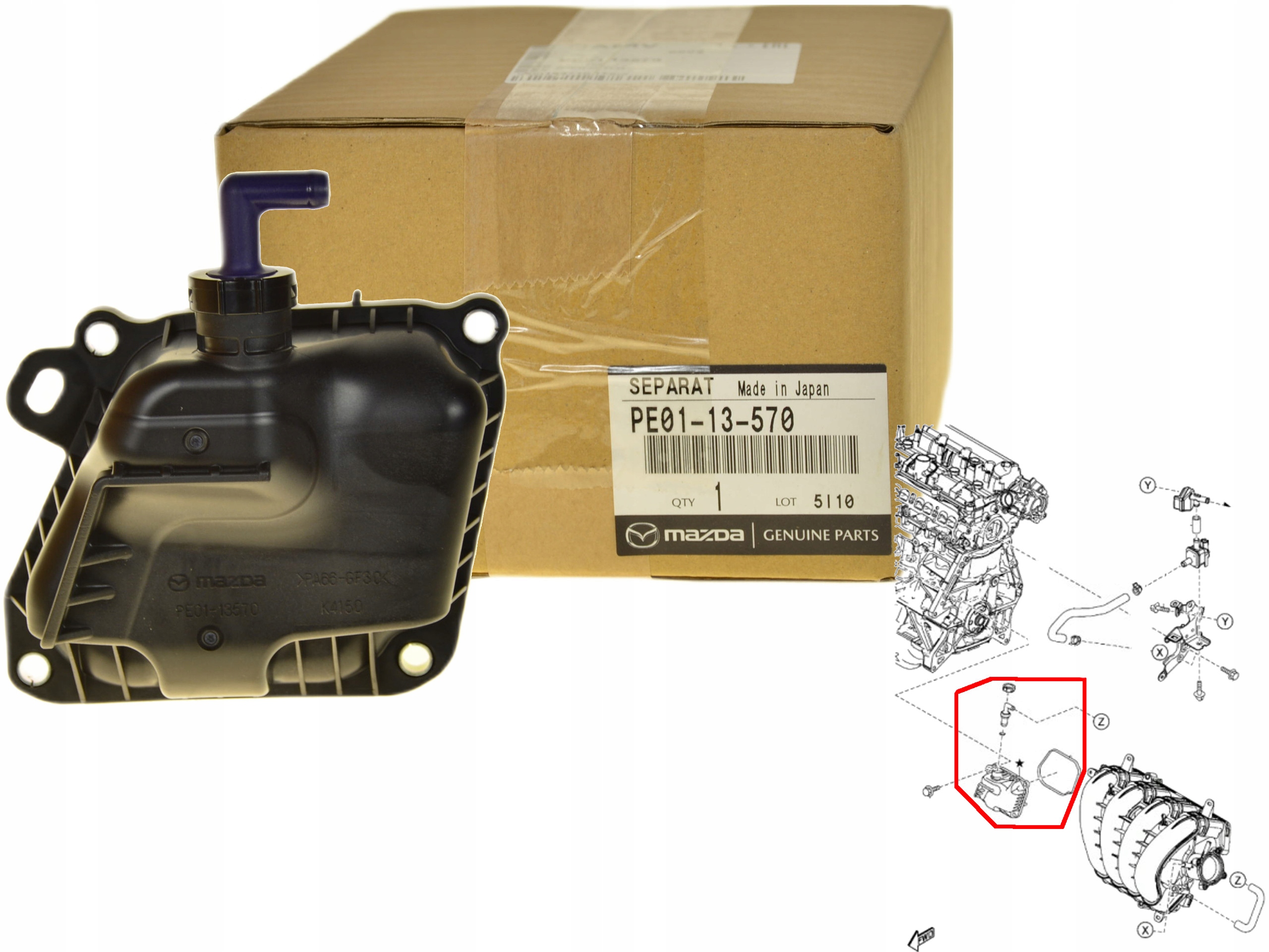 Odlučovač Oleje S Pvc Ventilem PE01-13-570 Oe Mazda CX-3 CX-5 CX-30 2.0