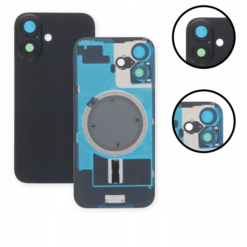 Tylna szyba, klapka baterii, panel tylny plecki do iPhone 16, czarna