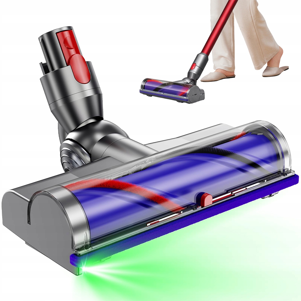 Turboszczotka Ssawka Do Dyson V7 V8 V10 V11 V15 Turbo Szczotka Zielony Led