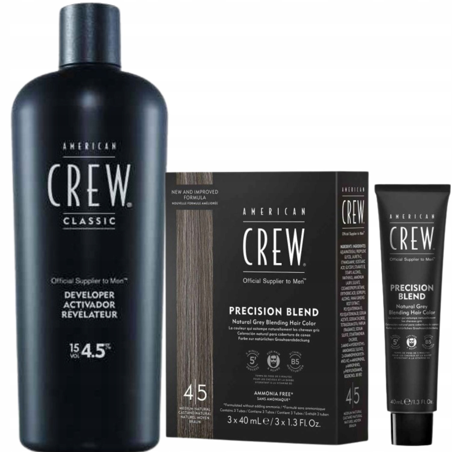 Precision Blend farba 4-5 Medium Natural American Crew utleniacz 4,5%