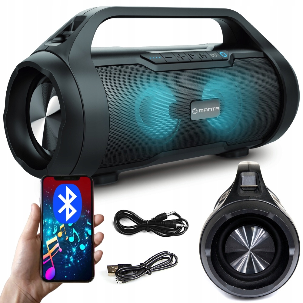 Głośnik bezprzewodowy bluetooth Manta SPK215 czarny 30W IPX5 MP3 Wma Radio