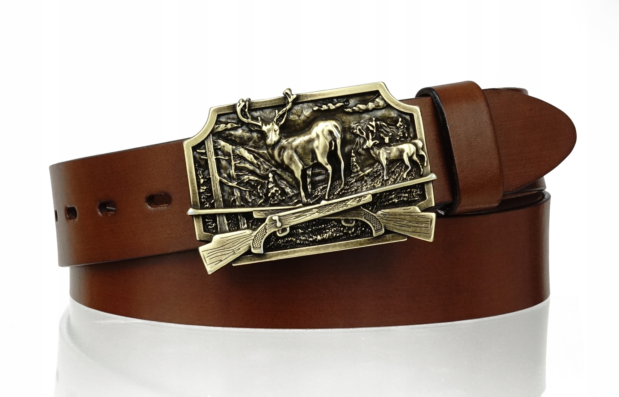 PASEK DO SPODNI 4CM SKÓRZANY BRĄZOWY MYŚLIWEGO XXL Marka BLAKARDO