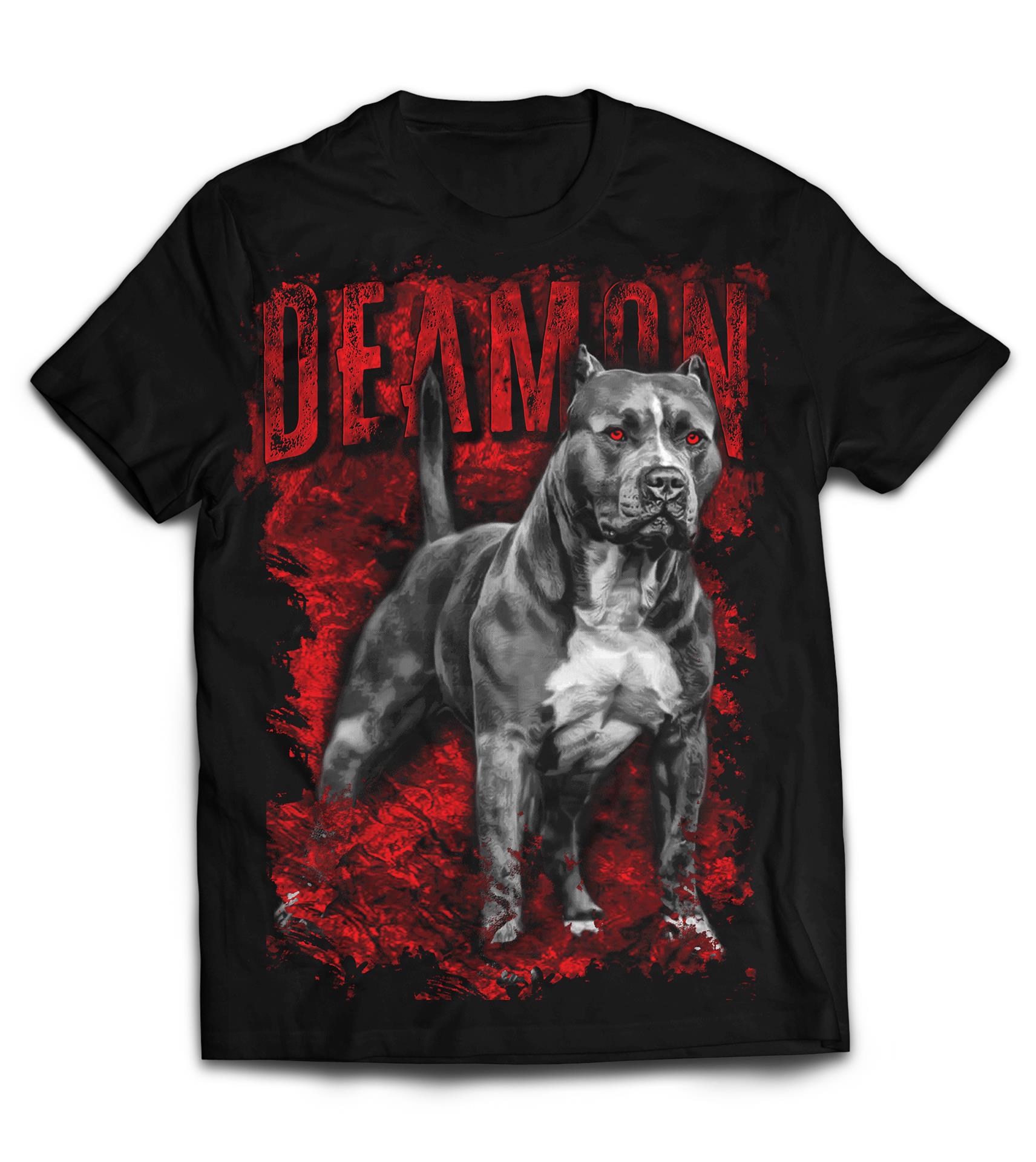 

L Koszulka Pies Deamon pitbull ostry Amstaff
