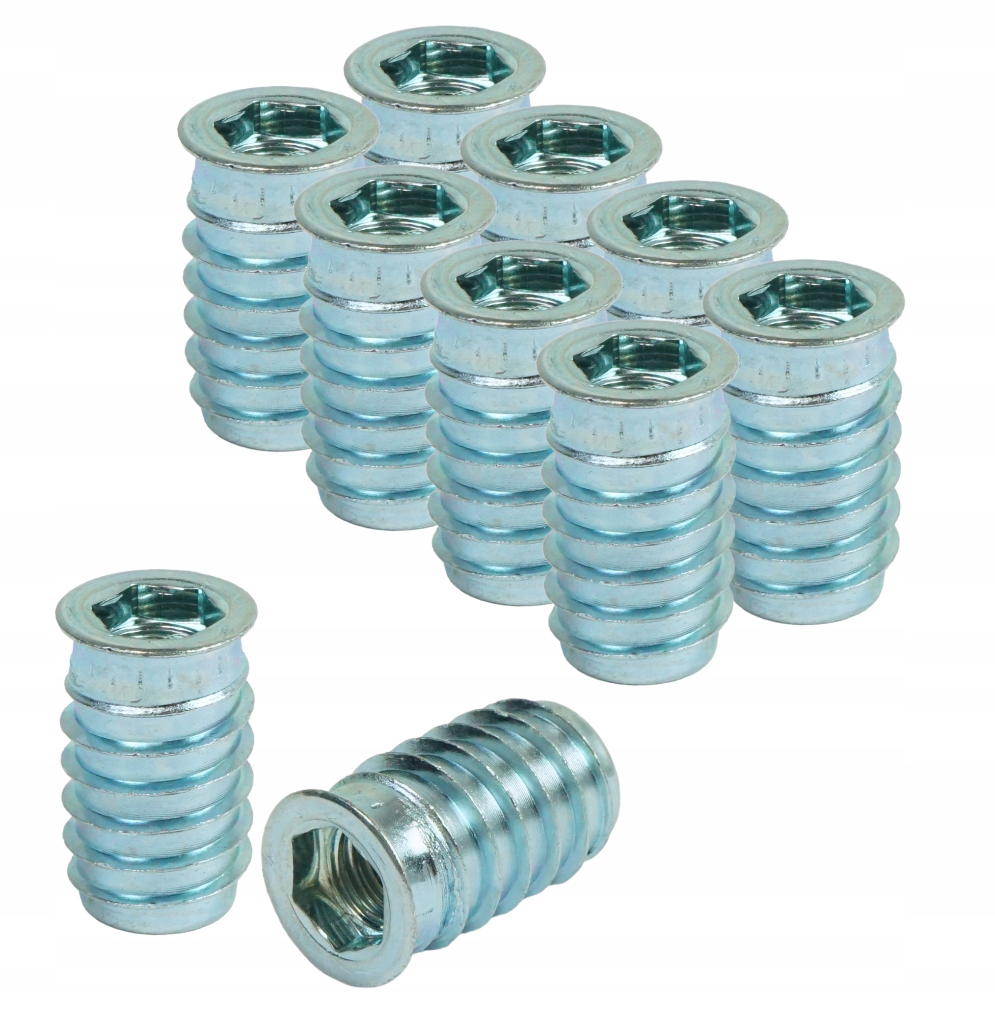 100 x Nátrubek M8 x 24 mm šroubovací, nábytková vpusť na dřevo, imbusový klíč 8