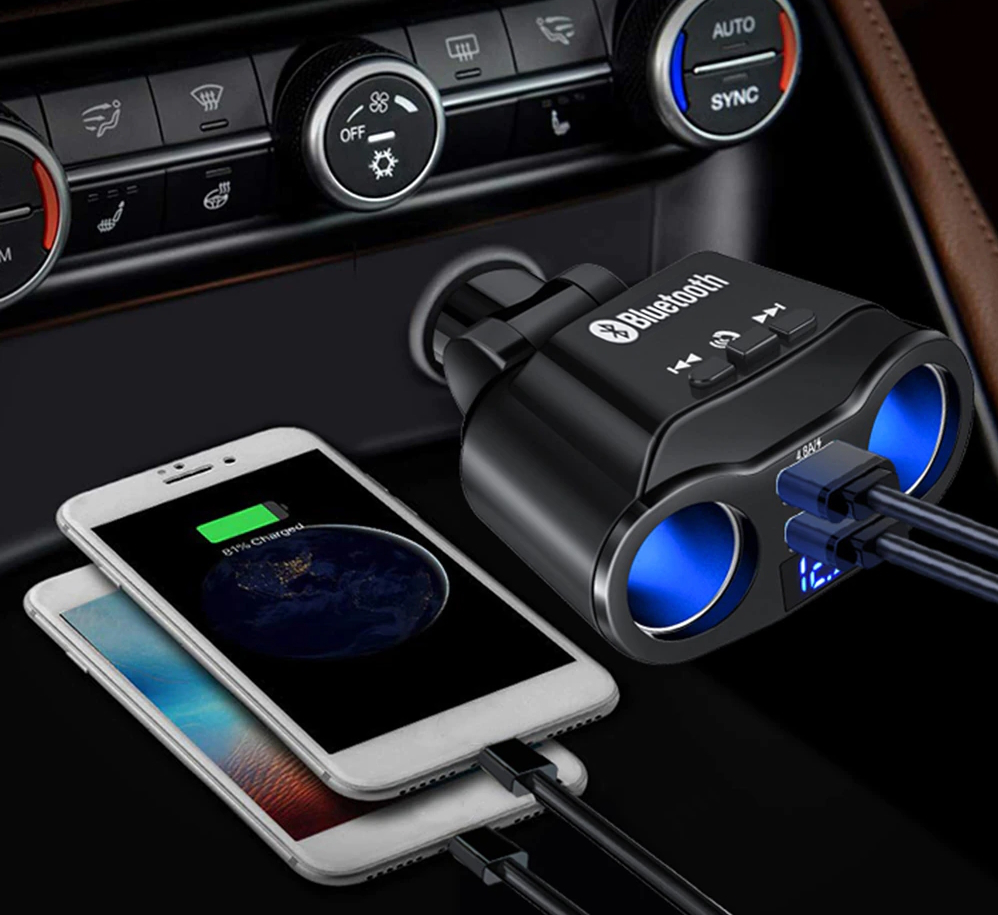 4w1 ROZDZIELACZ + ŁADOWARKA 12V 24V + TRANSMITER + MIERNIK NAPIĘCIA LED Model LA3