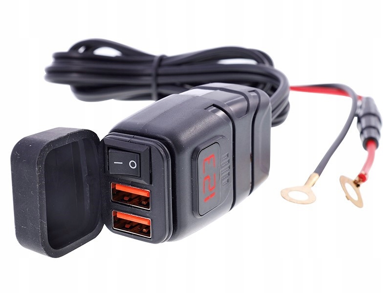 

Ładowarka motocyklowa 2x Usb 3.4A z woltomierzem