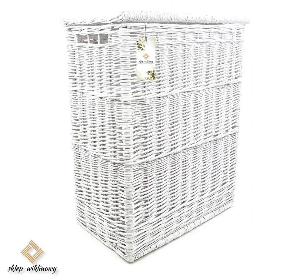 Kontejner Koš Bílý Na Prádlo Proutěný kufr 40x24 H55 cm Polský