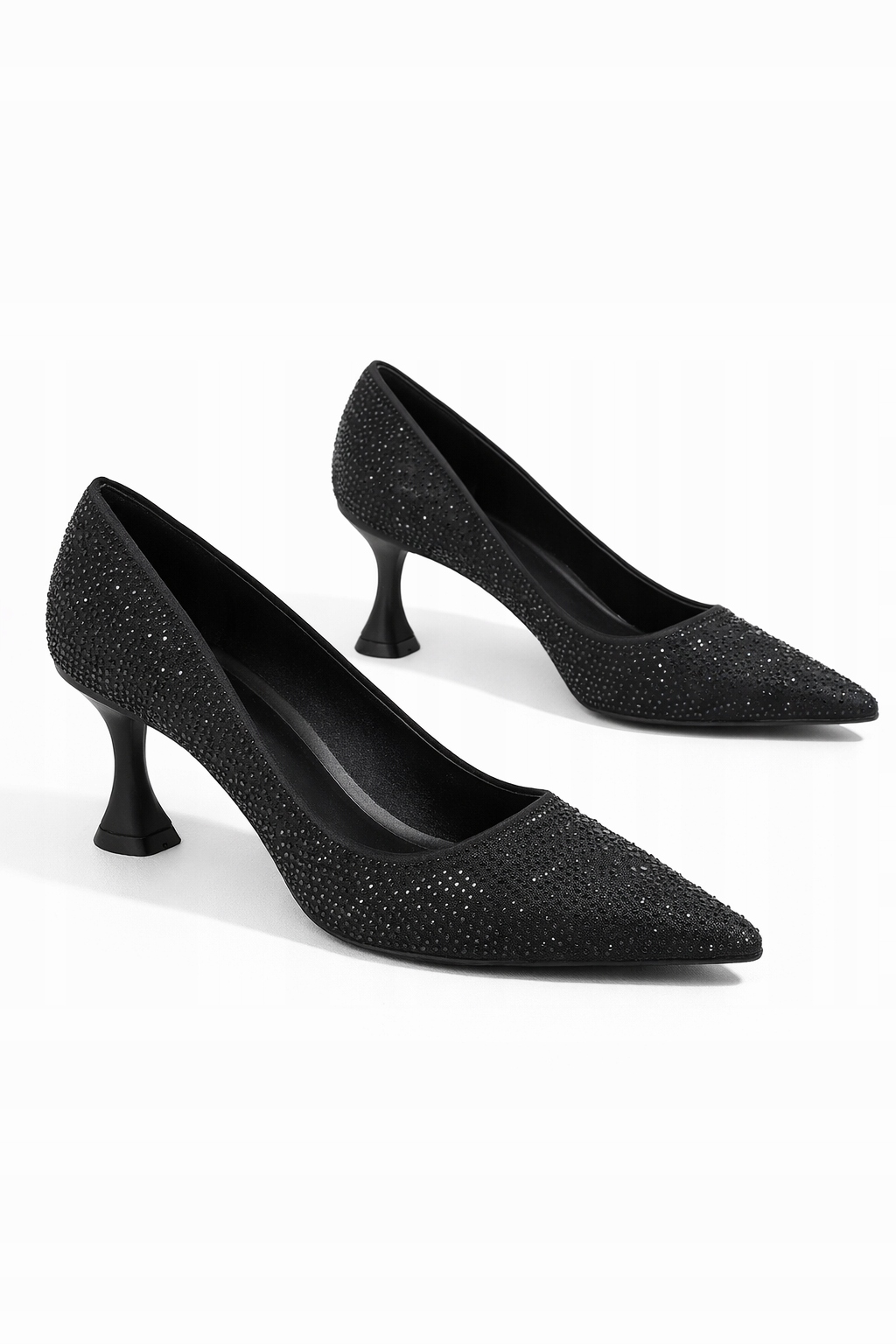 Bianco Lodičky S Černými Zirkony Na Podpatku 36 I4B