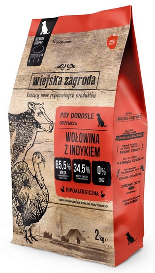 Levně Hypoalergenní krmivo pro velkého psa – Wiejska Zagroda Hovězí a krůta 2 kg