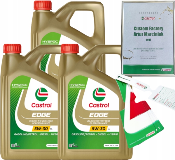 CASTROL EDGE 5W30 LL 12L TITANIUM FST LL-04 VW 504 00/ 507 00 + ZAWIESZKA