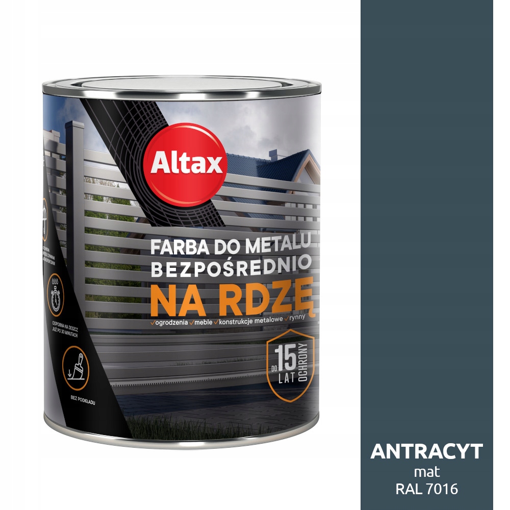Farba do metalu na rdzę ANTRACYT MAT Altax 750