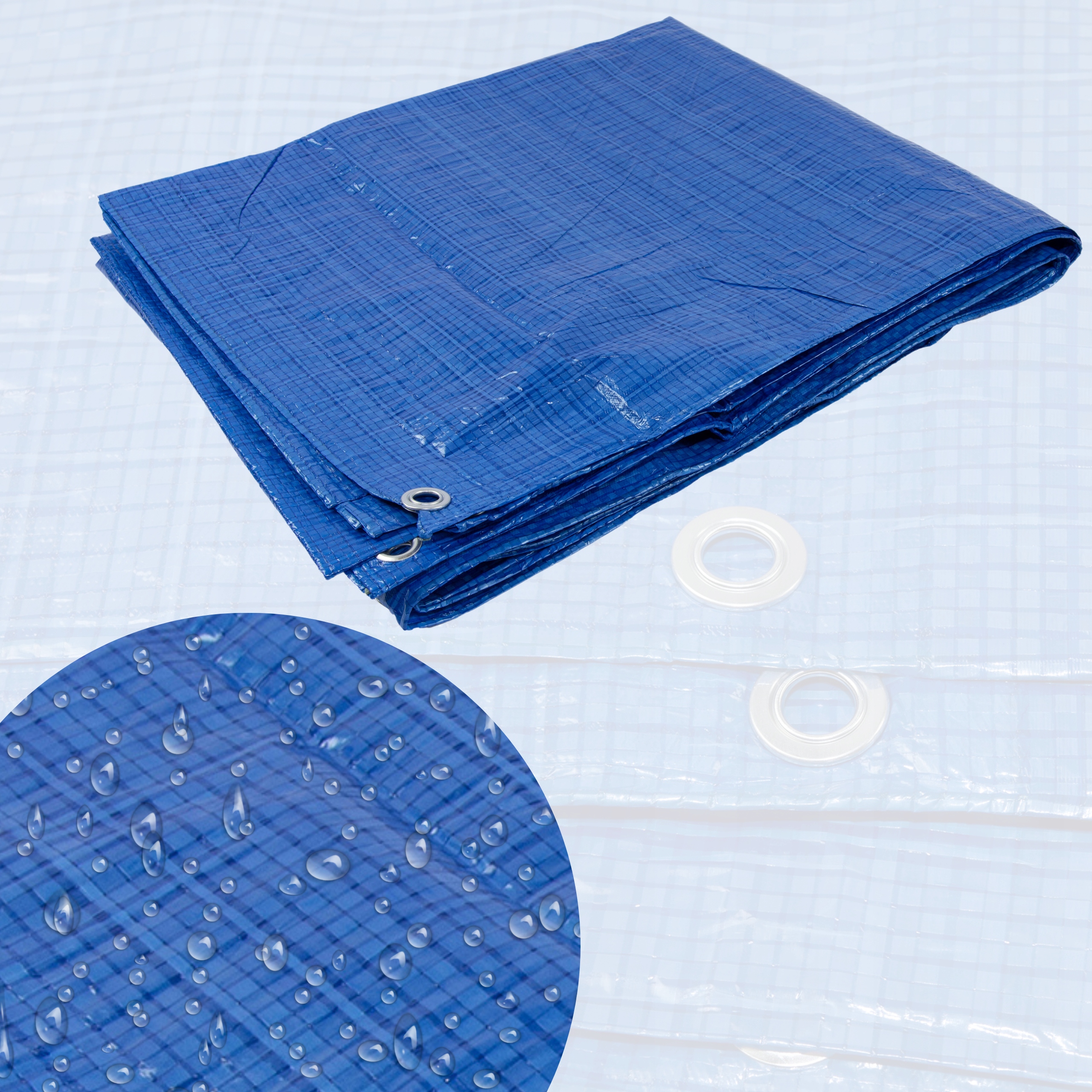 PLANDEKA 4x4 NIEBIESKA WZMACNIANA OKRYCIE OCHRONNE Długość 4 m
