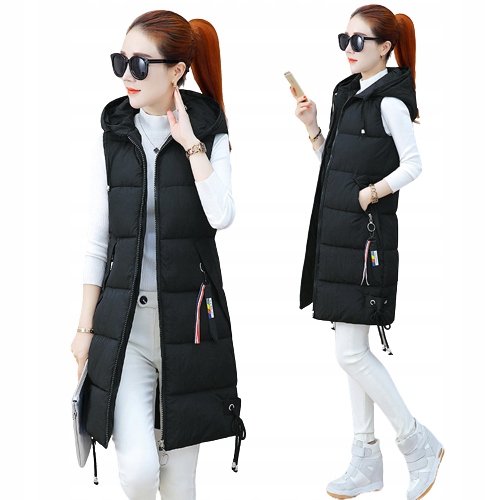 

Pikowana długa kamizelka puchowa bezrękawnik Color