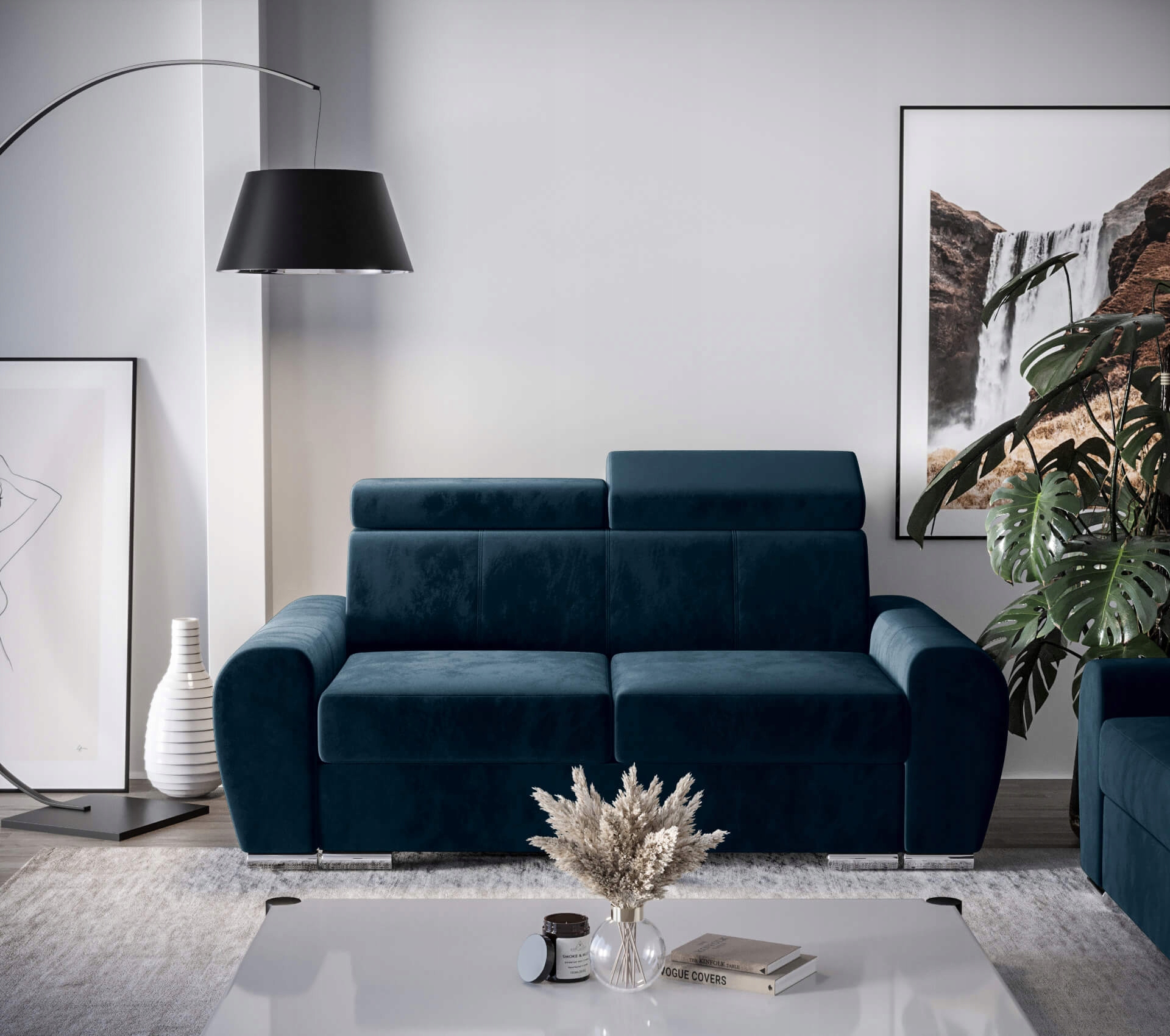 Pohovka s funkcí spaní Opěrky hlavy 186 cm KS05N