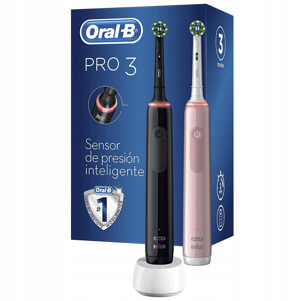 Szczoteczka elektryczna 2 x Oral-B Pro 3 3900N z 2 końcówkami