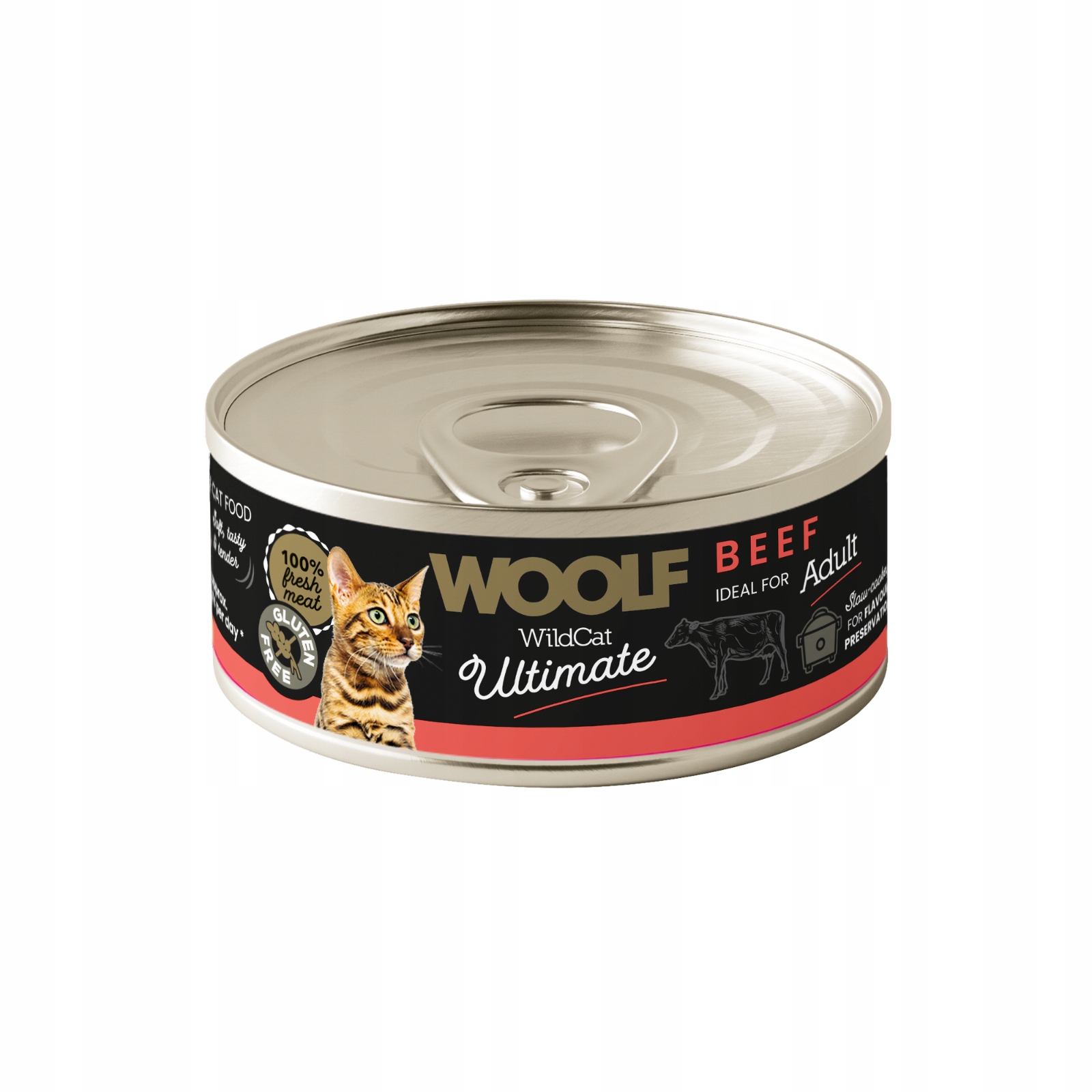 Levně Woolf Ultimate Plechovka Mokré krmivo pro kočky adult Hovězí 12x85 g