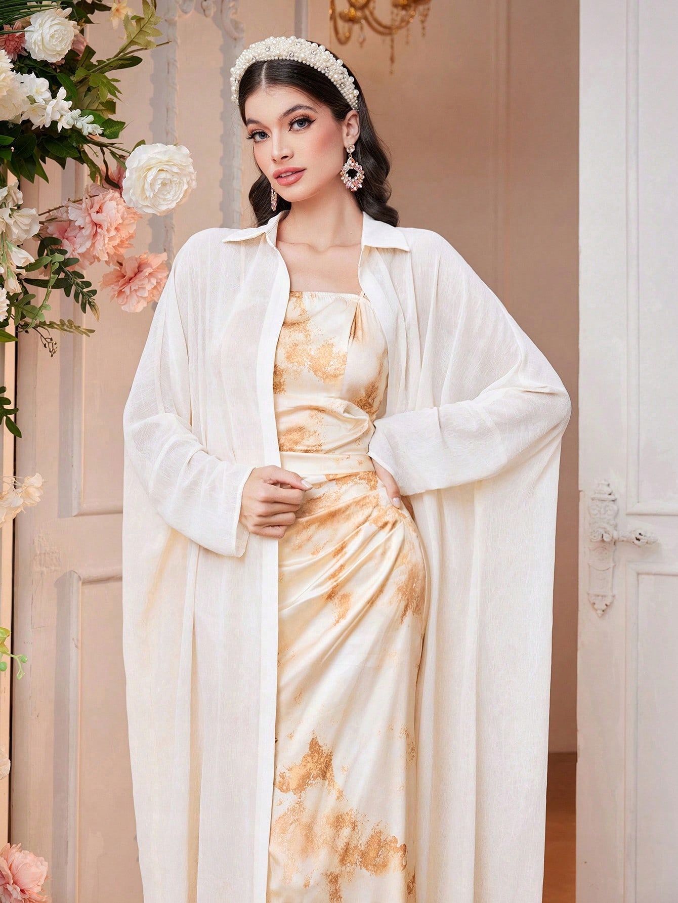 Komplet Elegantních Šaty Šatů Tie Dye S Přehozem Maxi Shein S 36