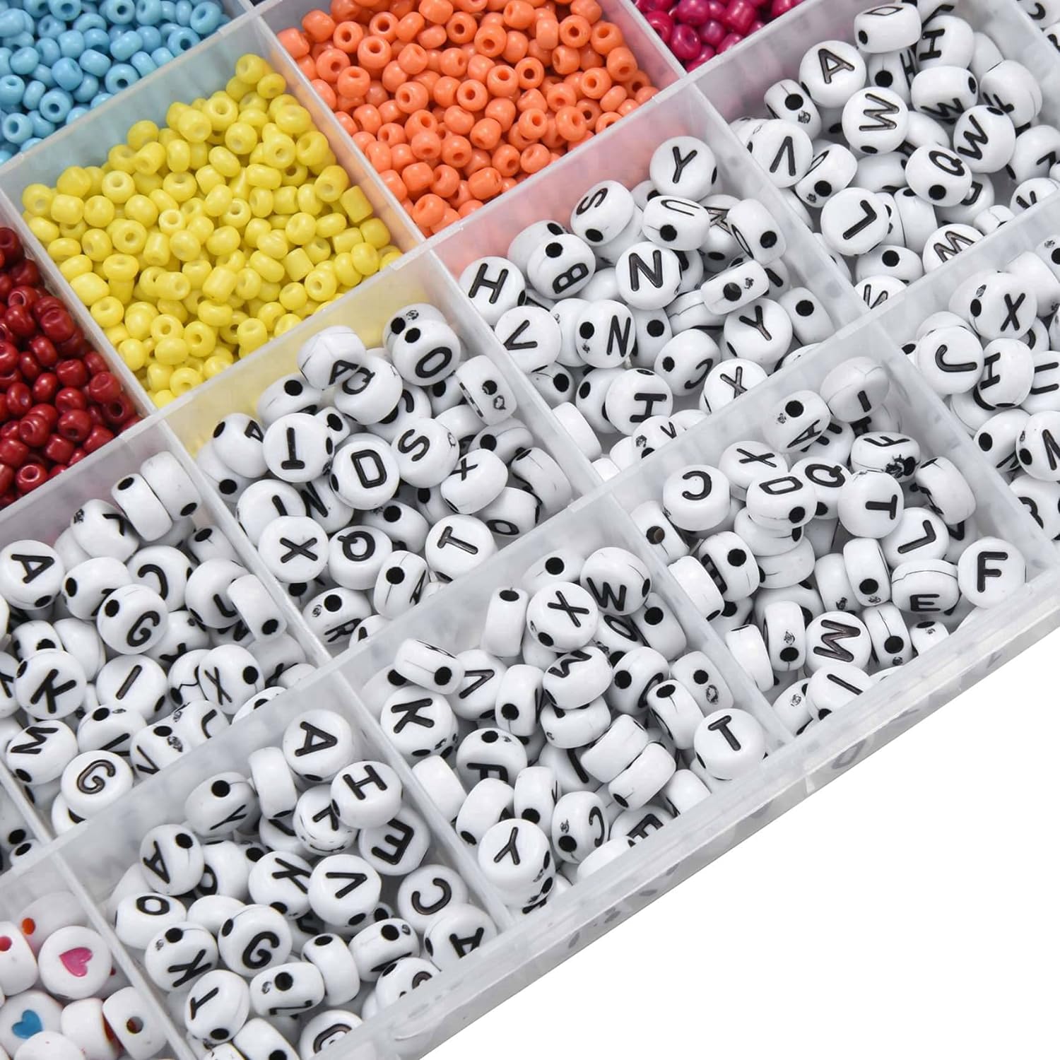 ZESTAW KORALIKÓW DO ROBIENIA BRANSOLETEK BIŻUTERII LITERKI KORALIKI PREZENT Głębokość produktu 22.5 cm