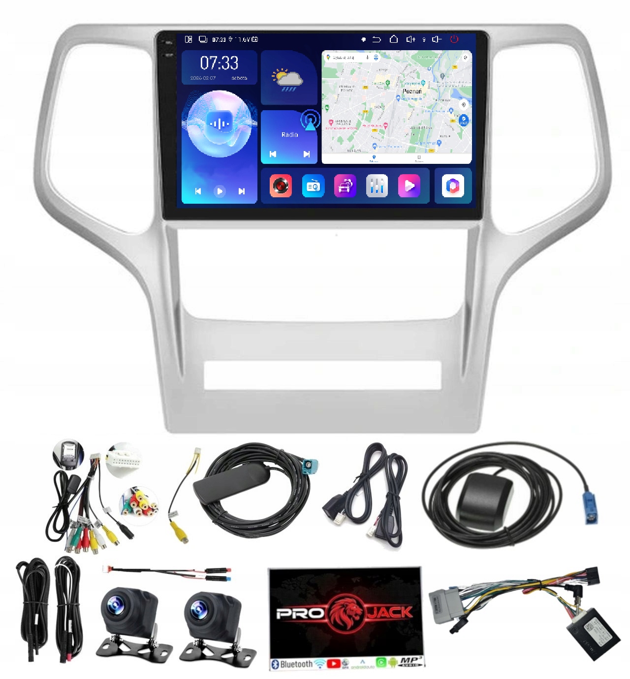 Android Rádio S Navigací Carplay Jeep Grand Cherokee 2008-2013 6GB Ram 128GB Rom Sim