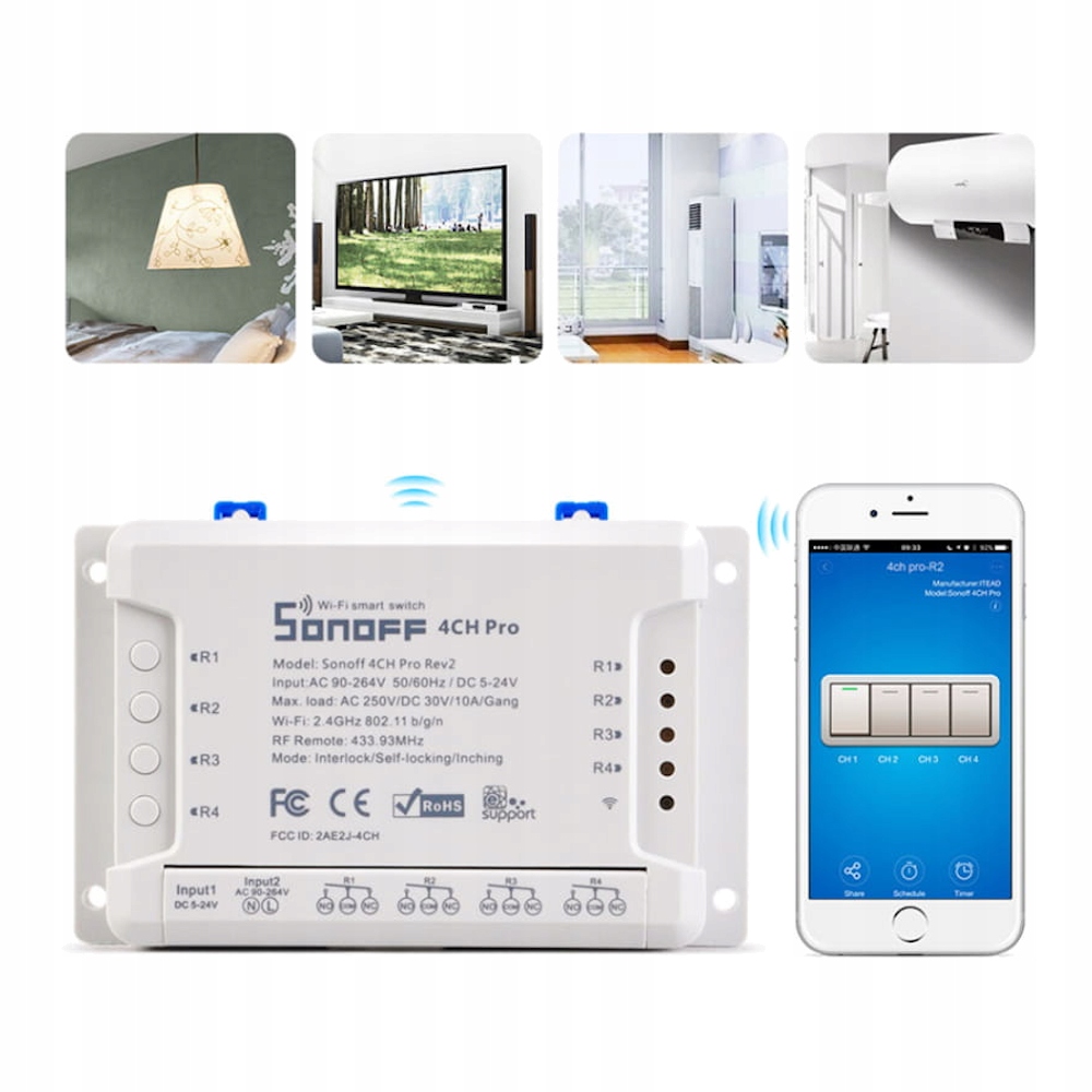 Inteligentny przełącznik SONOFF 4CH PRO Smart Home Marka SwiatKabli