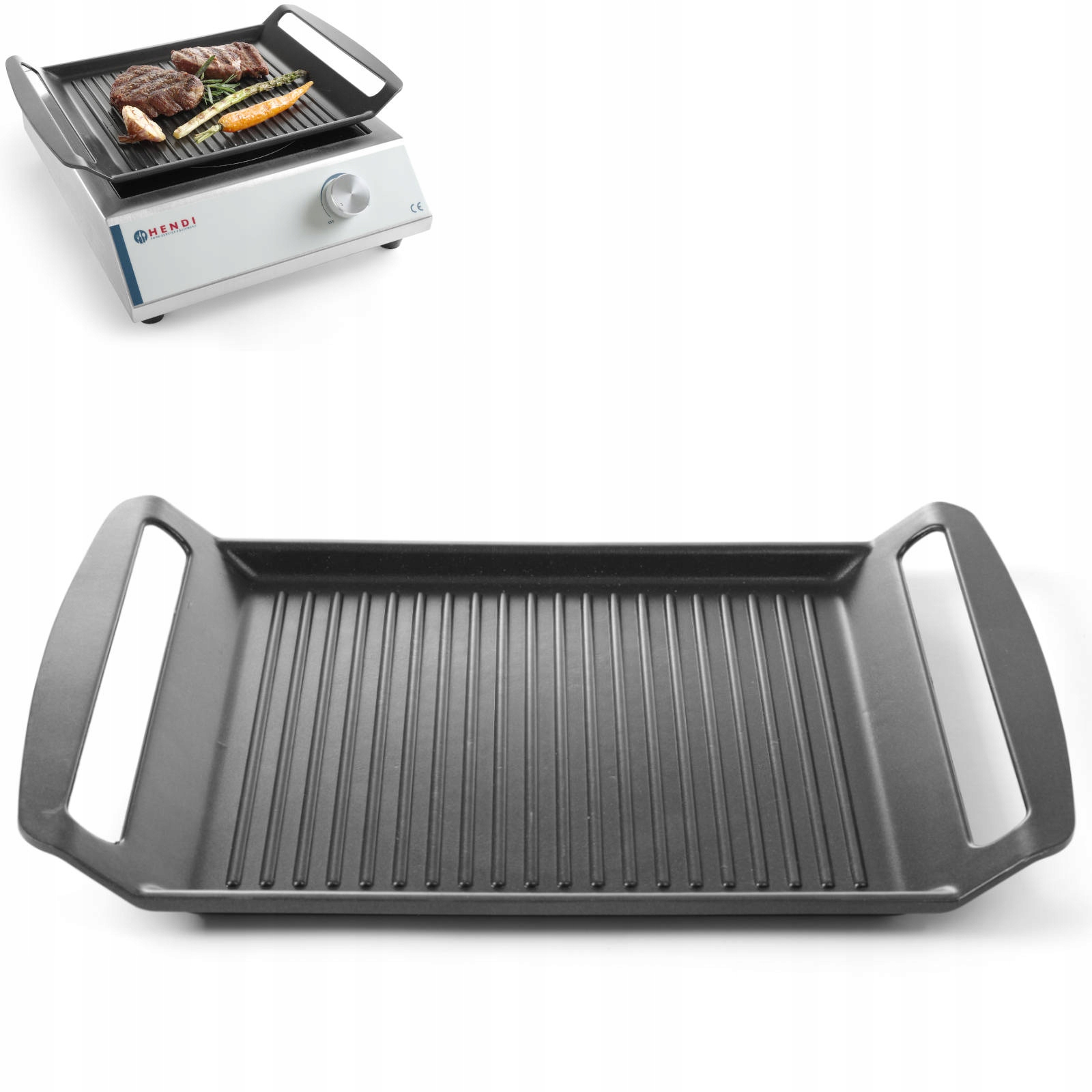 Grilovací deska rýhovaná na indukční sporáky, Teflon, 39x26 cm – Hen
