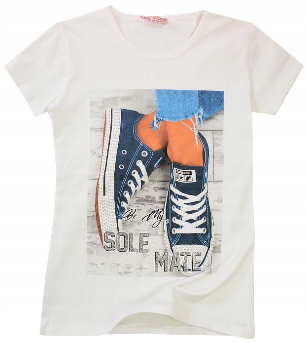 

Bluzka T-shirt Trampki Brokat ecru 134 J19F