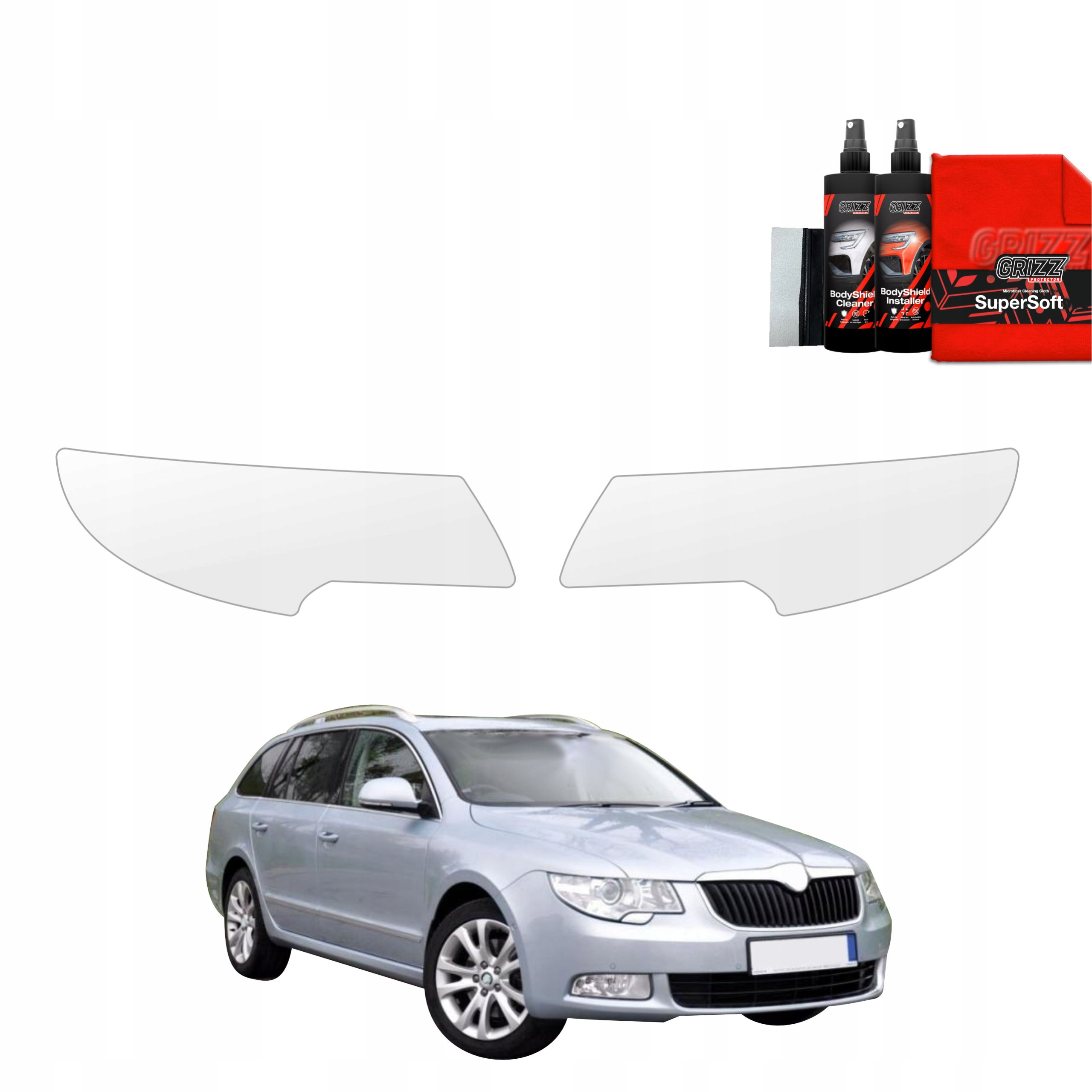 2v1 Fólie Ppf dýha na lampy pro Škoda Superb 2 Sedan 4D (2008-2013)