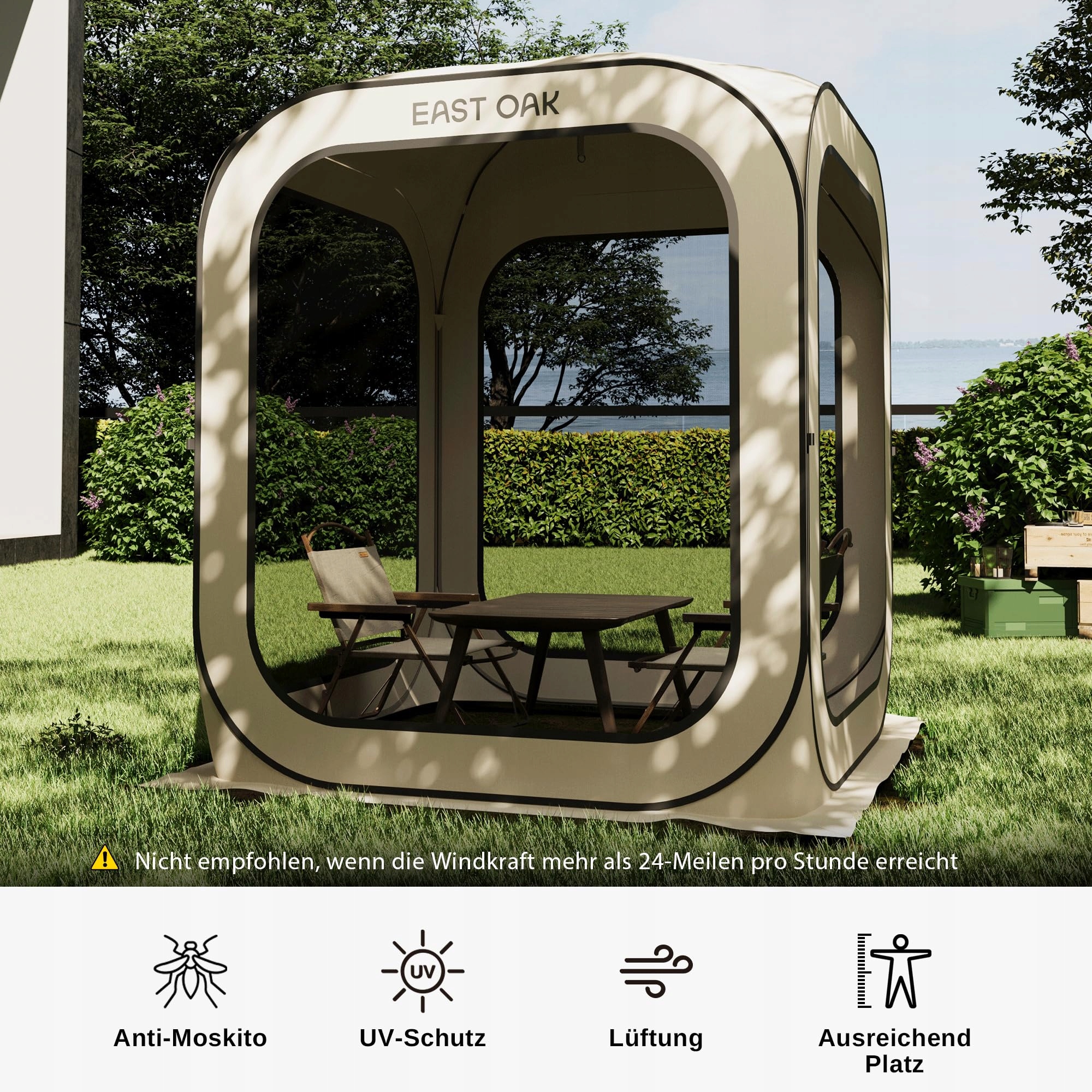 EAST OAK Namiot Pop Up 2-3 Osoby Camping Ogród Taras Wodoodporny UV 50+ — miniatura 2