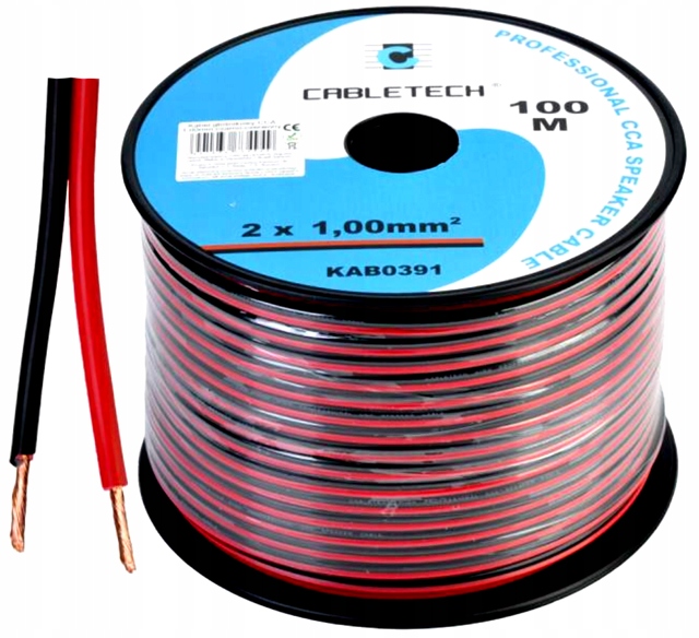 Kabel Przewód głośnikowy Audio LED 2x1,00mm CCA 1m