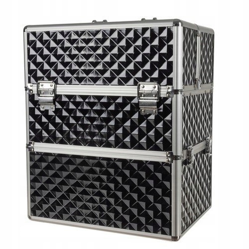 KUFEREK KOSMETYCZNY NA LAMPĘ LAKIERY WALIZKA NA KOSMETYKI XL DUŻY CZARNY