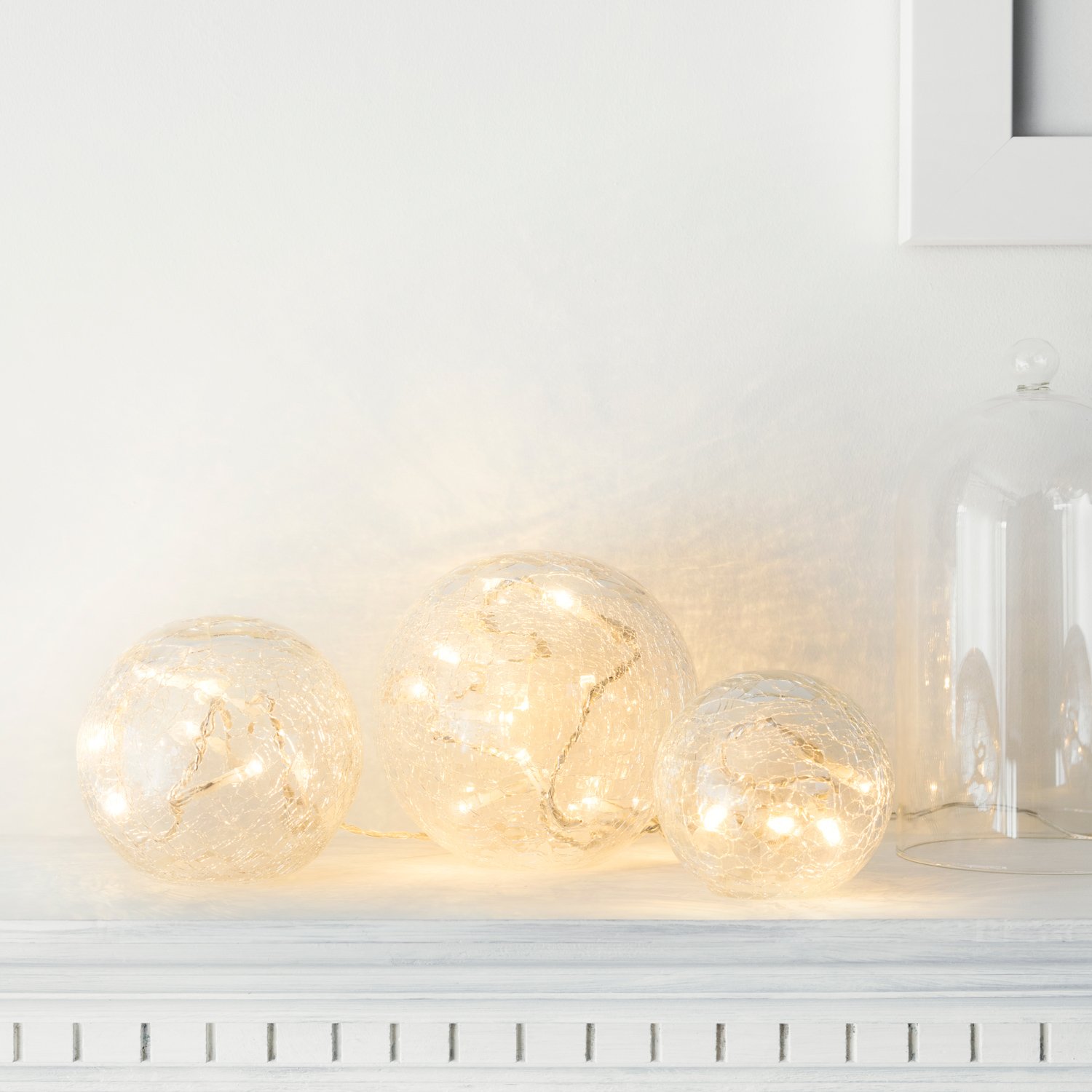 LIGHTS4FUN Zestaw Szklanych Kul Lampki LED 3 SZT — miniatura 3