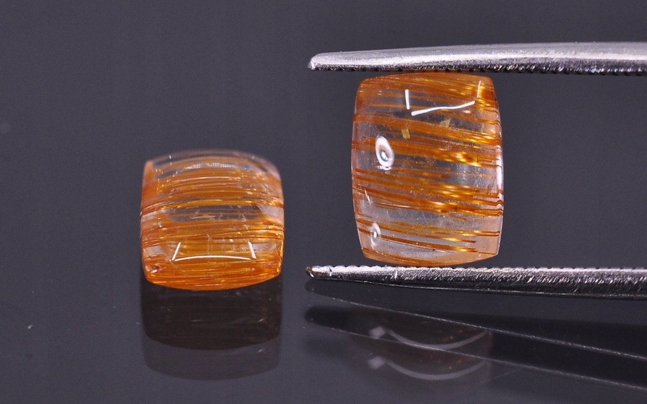 Křemen s rutilem čočka Para cushion 8x6 mm