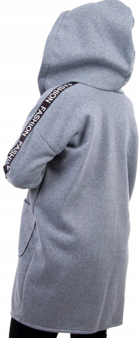 LAMPAS GŁADKI DRESOWY PŁASZCZ Z KAPTUR SZARY r.38 Rękaw długi rękaw