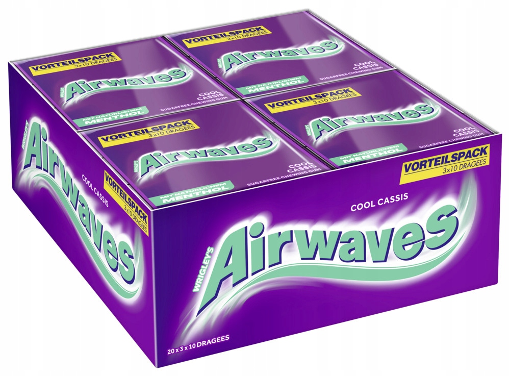 Airwaves Cool Cassis to bezcukrowa smak mentolowy i czarna porzeczka 3x10