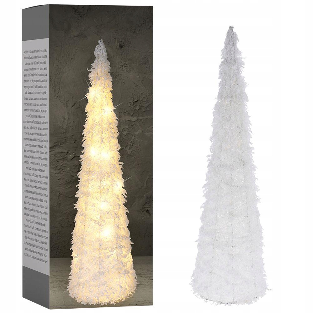 

Choinka świecąca stożek biały 20 Led 60 cm