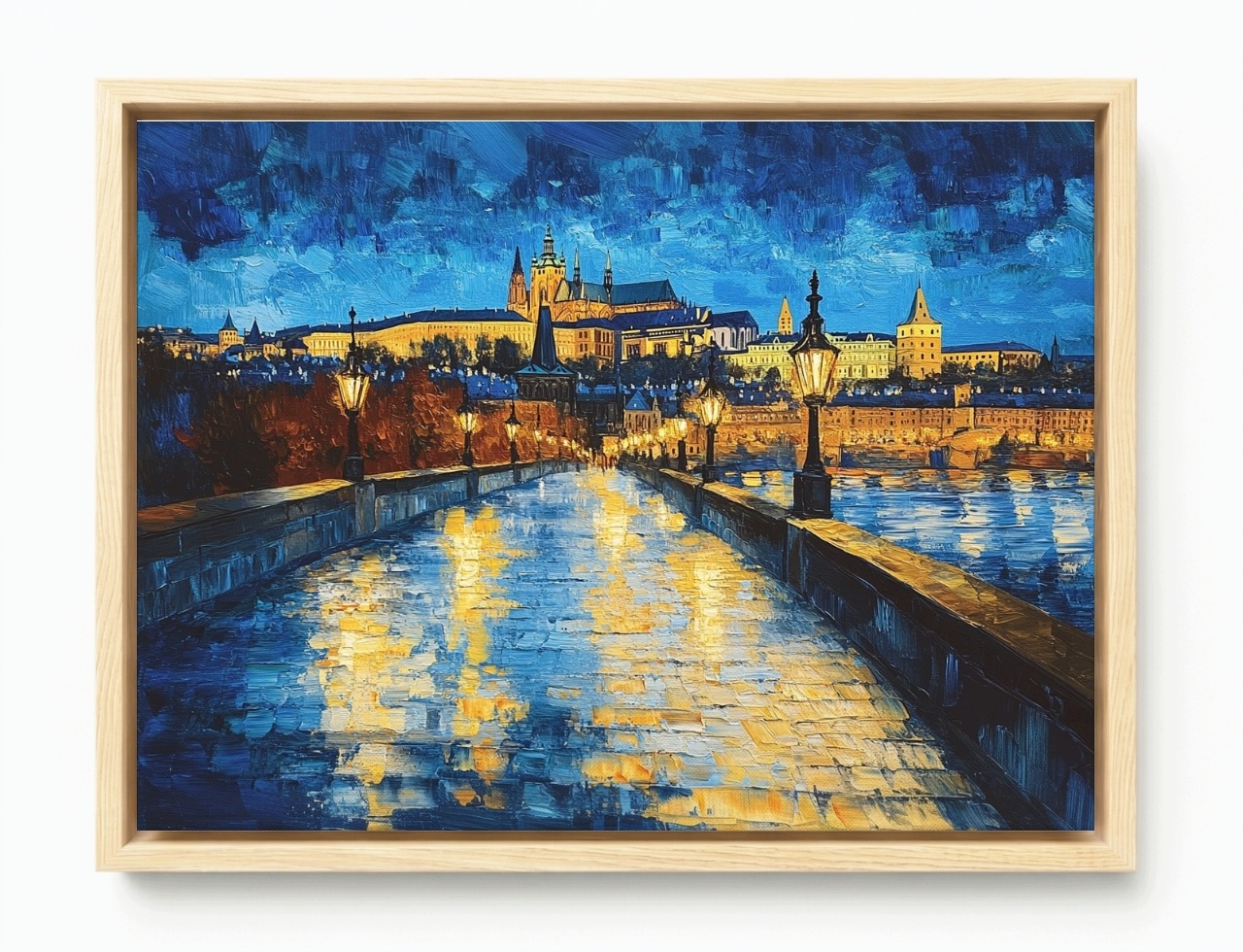 Obraz Rama American Box Mesto Architektúra Praha Hračovaný Most Noc 80x60