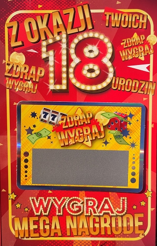 

Kartki na 18 urodziny, Zdrapka Wygrana JCX22