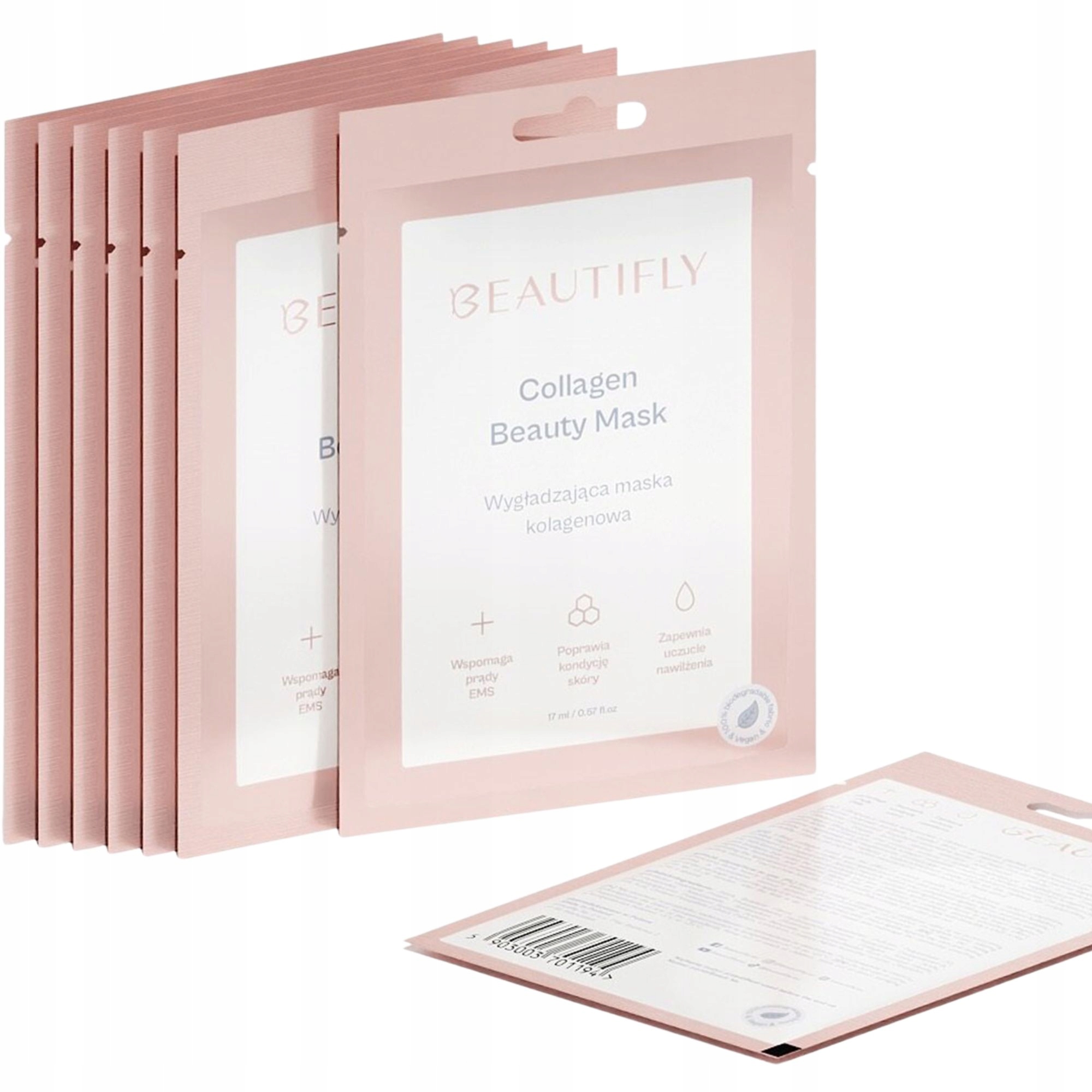 Maseczki do twarzy Beautifly Collagen Beauty Mask 8 szt. naturalny kolagen