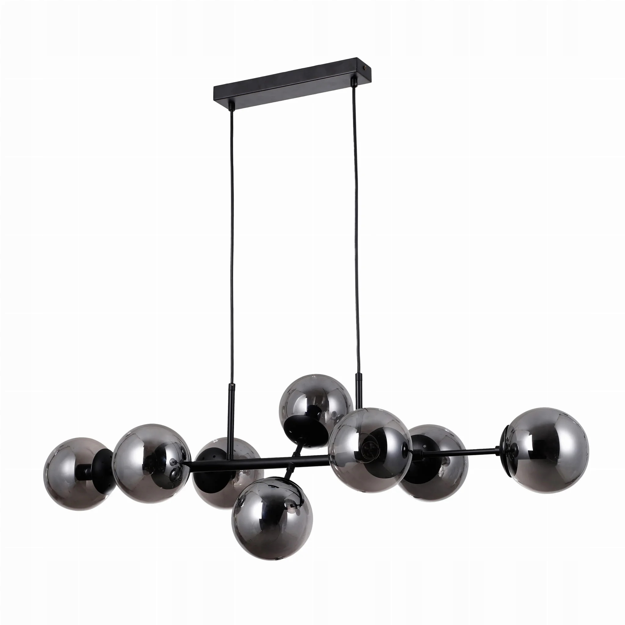 Čierny luster s dymovými guľami do obývačky 8 bodov 110 cm Italux