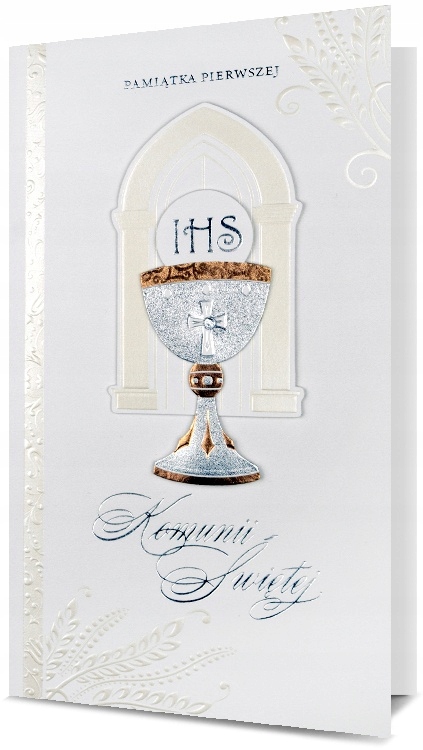 KARTKA NA KOMUNIĘ PAMIĄTKA KOMUNII ŚWIĘTEJ DUŻA