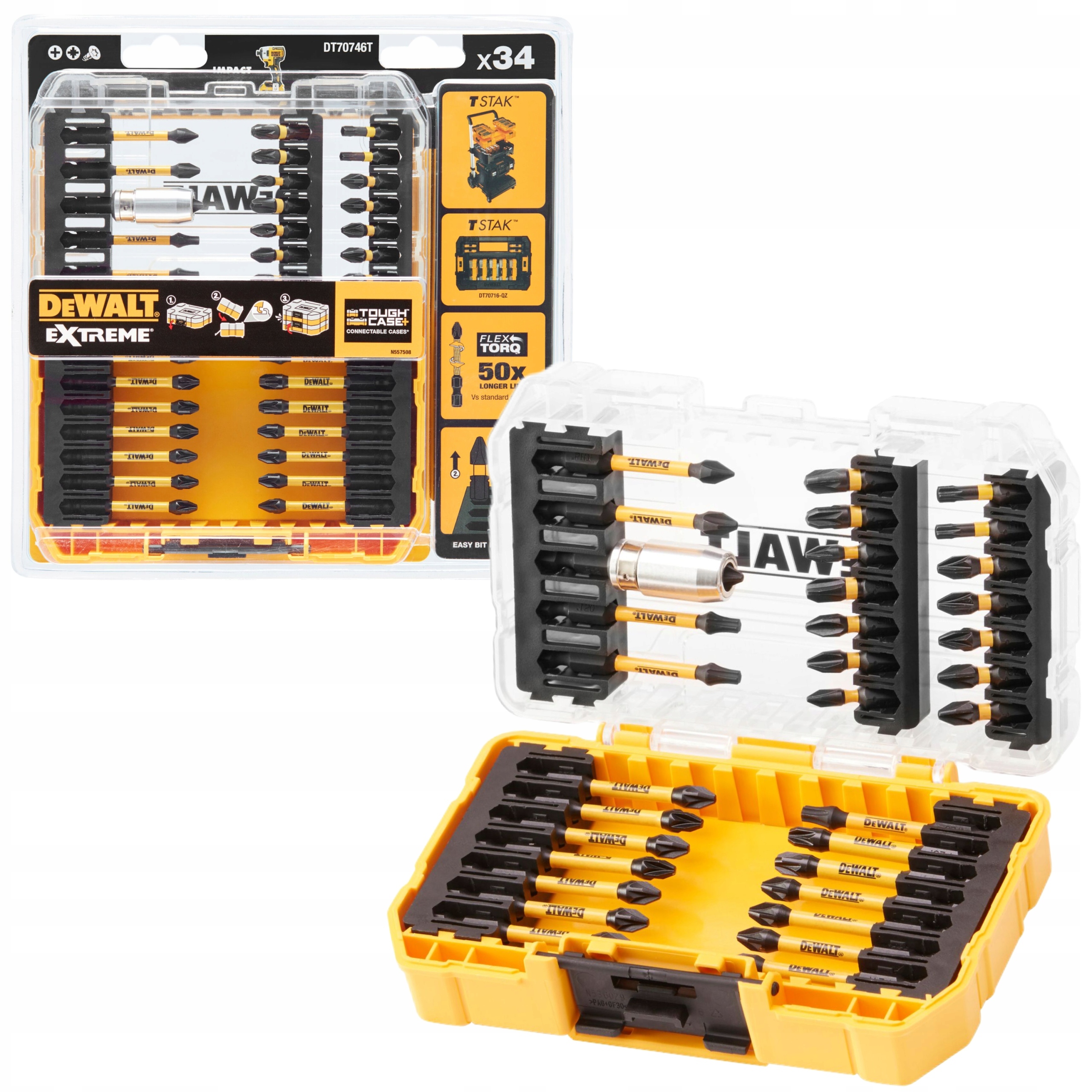 

DeWALT DT70746T Zestaw Bity końcówki udarowe 34szt