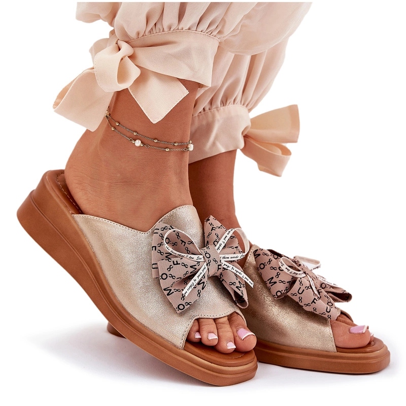 Nazouváky Na Koturně S Ozdobnou Mašličkou Jezzi Zlaté 36