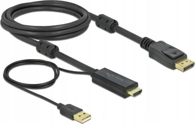 Kabel Delock HDMI do DisplayPort 2 m 4K 30 Hz czarny