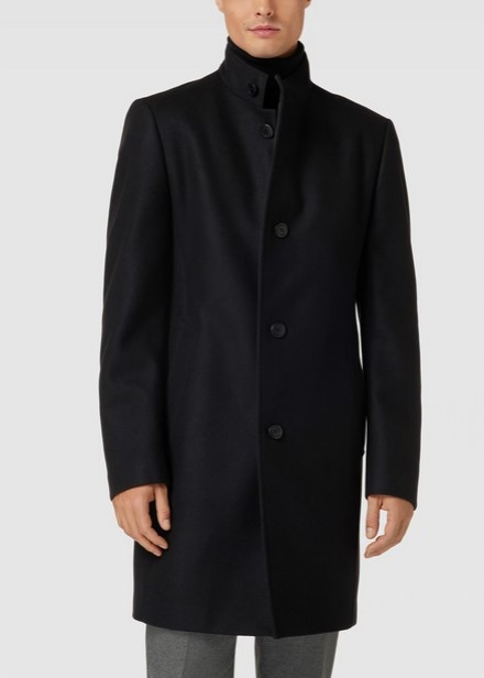 S0A115 HUGO BOSS CZARNY KLASYCZNY PŁASZCZ MĘSKI NA GUZIKI 48 Rozmiar 48