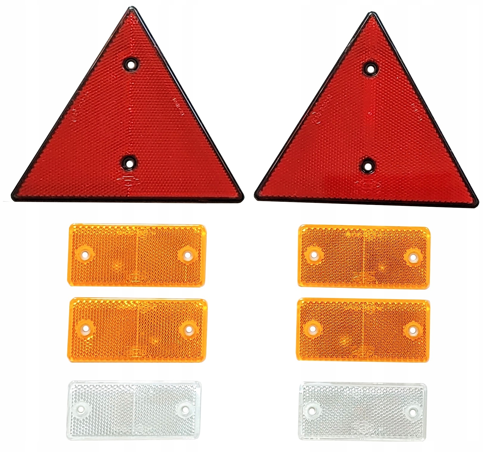 ZESTAW ODBLASKÓW TRÓJKĄT ODBLASKOWY ODBLASK PRZYKRĘCANY BIAŁY POMARAŃCZOWY