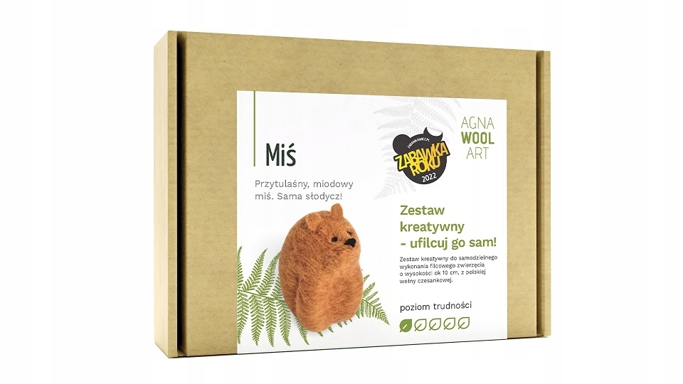 Kreativní sada pro výuku plstění pro děti medvídek 10cm Agna Wool Art